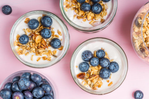 Yogurt with Homemade Granola and Blueberries