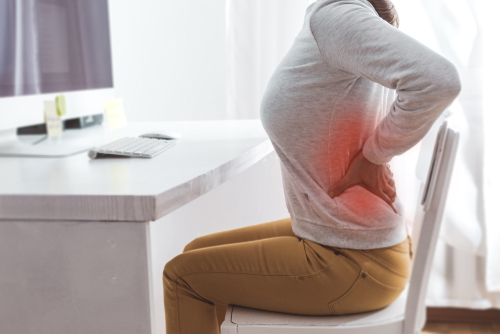 Woman with back pain.